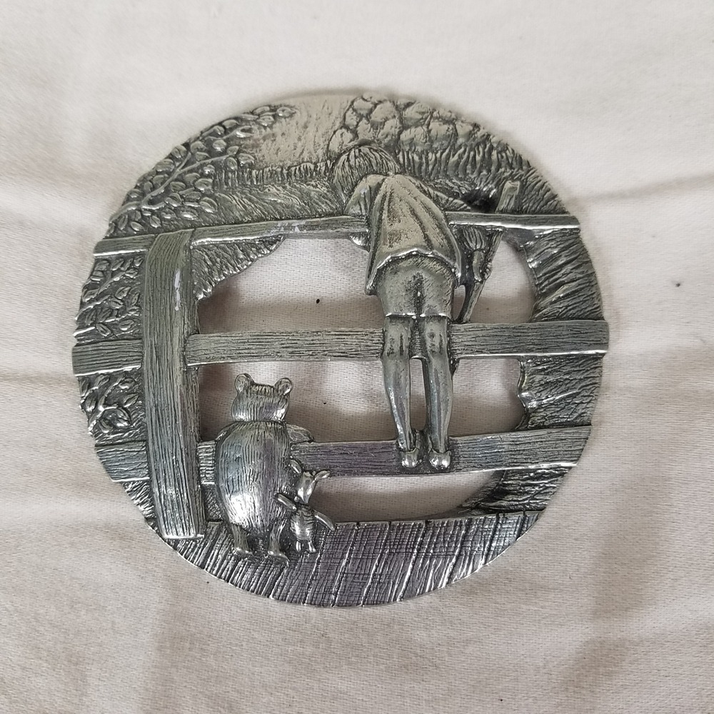 Danforth Pewter Winnie the Pooh Jar‎ TopperVintage Silver Excellent Disney Lid